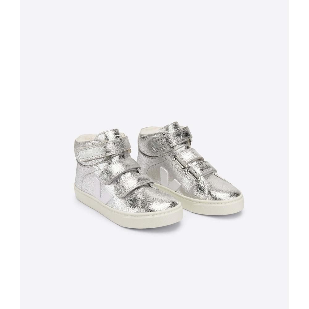 Silver Kids' Veja ESPLAR MID FURED SUEDE High Tops | AU 700GSO